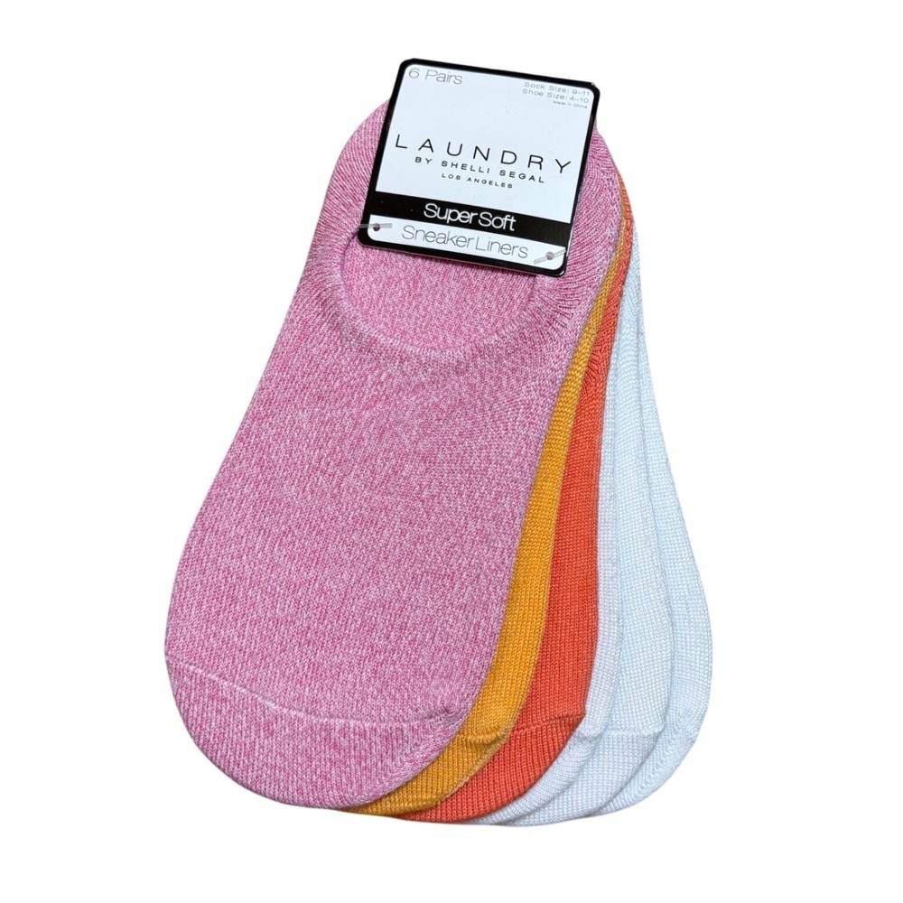 Laundry by Shelli 6 Pack Super Soft Sneaker Liners No Show Socks Multi Color
